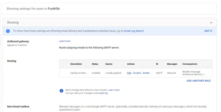 Title: Steps 3 and 4 screenshot - Description: Routing rules list showing Edit, Disable, Delete actions